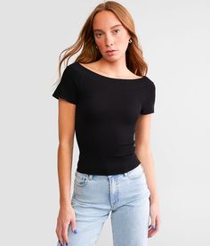 Free People Ribbed Seamless Off The Shoulder Top - Black XS/S, Women's Black Fitted knit cropped top Bust measures 20 on size XS/S Body length 17 on size XS/S. 92% Nylon 8% Spandex. Machine wash cold with like colors. Non-chlorine bleach. Tumble dry low. Do not dry clean. Apparel & Accessories > Clothing > Shirts & Tops Fitted Seamless Crop Top, Trendy Stretch Knit Crop Top, Stretch Seamless Cropped Crop Top, Trendy Seamless Tops For Spring, Trendy Ribbed Knit Crop Top, Fitted Seamless Scoop Neck Top, Fitted Scoop Neck Seamless Top, Seamless Fitted Crop Top, Fitted Knit Crop Top With Short Sleeves