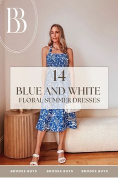 Need outfit ideas for your summer vacation? Look no further than these gorgeous blue and white floral dresses! Whether you're looking for a casual summer dress for lunch with the girls or a show-stopping number for a wedding guest, this collection of women's dresses has something for everyone. Find your perfect summer style! Click to see all 14 dresses! White Dresses Casual, Blue And White Dresses, Summer Wedding Guest Dresses, Bohemian Floral Dress, Summer Outfits Dresses