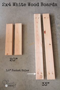 the measurements for wood boards are shown in three different sizes and shapes, along with instructions on how to use them