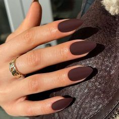 Matte Nail Colors, Almond Press On Nails, Brown Nail, Dark Nails, Brown Nails, Fabulous Nails, Fall Nail Designs