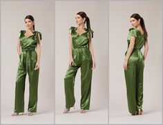 Jumpsuit Bridesmaid, Jumpsuit V Neck, Bridesmaids Jumpsuits, Jumpsuit For Wedding Guest, Olive Green Jumpsuit, Jumpsuit Wide Leg, Burgundy Skirt, Women Jumpsuit, Evening Jumpsuit