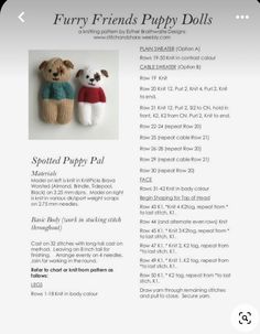 the instructions for stuffed puppy dolls are shown in this page, which shows how to make them