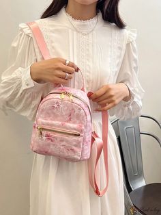 Bird in Bag - Floral Double Shoulder Bag - New Arrival Casual Fashion Elegant Backpacks, Trendy Fringe, Women Backpack Fashion, Floral Backpack, Backpack Style, Backpack For Teens, Backpack For Women, Floral Bags, Pink Backpack