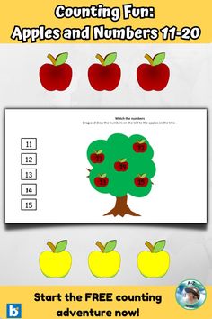 an apple themed counting game for kids