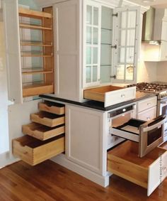 Hidden Storage in the Kitchen - Guthmann Construction White Wood Kitchens, Diy Backsplash, Pantry Design, Kitchen Redo, Kitchen Cabinet Design, Kitchen Remodel Idea, Updated Kitchen, Cabinet Design, Hidden Storage