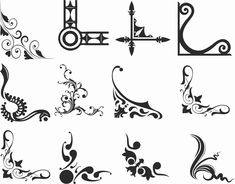 an assortment of decorative designs on white background illustration for design element or page decoration stock illustratie