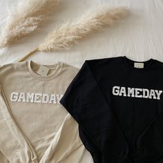 These dance parent sweatshirts are the perfect outfit for competitions! - They need to be purchased individually (it's not sold as a set) - Sweatshirt material is super soft and comfy! ♡ - All our sweatshirts run a UNISEX fit. (Both for men and women). They are naturally oversized, so we normally recommend your true size. But if you like a more baggy look, we recommend sizing up. - These letters are iron-on patched and is heat pressed, not embroidered. - Please note that crewneck brand used may Game Day Crew Sweatshirt, Game Day Sweatshirt With Custom Print And Crew Neck, Game Day Crew Neck Sweatshirt With Lettering, Game Day Sweatshirt With Embroidered Text, Black Crewneck Sweatshirt For Game Day, Hockey Mom Gifts, Sports Lover Gifts, Mom Sweater, Gifts For Sports Fans