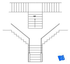 a drawing of a stair case with the top and bottom steps up to the second floor