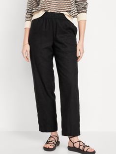 High-Waisted Linen-Blend Straight Pants | Old Navy Fav Outfit, Back Patch, Straight Pants, Petite Size, Toddler Boys, Linen Blend, Old Navy, Outfit Ideas, Pants For Women