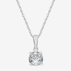 Diamond Clarity: I2-I3Jewelry Closure: Spring Ring ClaspSetting: ProngShape: RoundStone Cut: RoundDiamond Color: G-HMetal Color: WhiteCenter Stone Weight: 1 Ct.Chain Length: 18 InchRounded Carat Weight: 1 Ct.Chain Construction: CableCare: Wipe CleanStone Type: 1 Lab Grown DiamondAuthenticity: Lab Grown DiamondBirthstone: April BirthstoneMetal: 10k White GoldNecklace Type: Pendant Necklaces, Solitaire NecklacesPendant & Charms Type: PendantsCountry of Origin: Imported Classic Diamond White Pendant Necklace, Classic Pendant Necklace In Diamond White, Classic Necklaces With Round Pendant And Bail, Classic Diamond Cut Round Pendant Necklace, Round Diamond Necklace With Bail, White Necklace With Prong Setting And Round Stone, Classic White Gold Pendant Necklace, Classic White Necklace With Prong Setting, Fine Jewelry Diamond Necklace With Bail