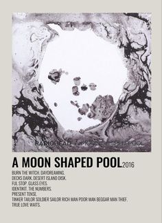 a black and white poster with the words moon shaped pool