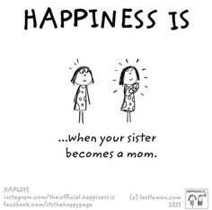 a mother's day card with the words, happiness is when your sister becomes a mom