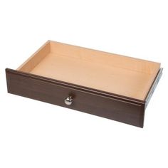 a wooden drawer with two drawers on the bottom and one drawer open to show it's contents