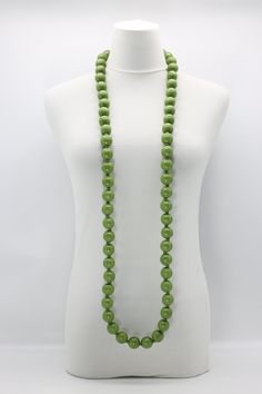 ROUND BEADS NECKLACE - 22MM HAND PAINTED - Jianhui London Elegant Green Beaded Necklaces With Wooden Beads, Elegant Green Beaded Necklace With Wooden Beads, Elegant Green Wooden Beaded Necklaces, Green Jewelry With Wooden Beads, Green Wooden Beads Jewelry, Green Wooden Bead Round Jewelry, Green Wooden Beaded Round Jewelry, Yellow Graffiti, Round Bead Necklace