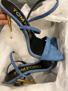 Tom Ford Heels, Denim Heels, Fashion Shoes Heels, Cute Heels