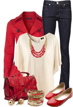 Red Necklace Outfit, Necklace Outfit Ideas, Necklace Outfit, Red Necklace, Red Outfit, Red Top, White And Red, Work Attire, Work Fashion