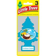 a package of little trees car air fresheners with a coconut on the top