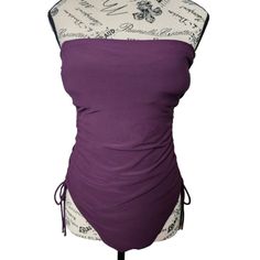 Robin Piccone Women's Purple One-Piece Swimsuit 14 Nwot Excellent Condition. Suit Comes With Neck Straps Or Can Be Worn Strapless. Retro One Piece Swimsuits, Purple One Piece, Lace Swimsuit, Striped Bathing Suit, Crochet One Piece, High Neck One Piece, Plunging One Piece Swimsuit, Black One Piece, Purple Fashion