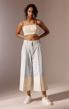 Maia Color-Block Culottes by Advait available on Indiaspopup.com Culottes Pattern, Trouser Pants Women, Wide Pants, Urban Chic, The Urban, Minimalist Outfit, Blazers For Women, Aza Fashion, Set Dress