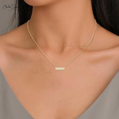 Description Adorn your neckline with our genuine white diamond rectangular necklace. Crafted in 14k gold bar, this necklace is dressed with three layers of round-cut white diamond parallel to each other. A minimal piece of jewelry to add a hint of elegance to any outfit. Product Details SKU CJ N 1770 WD Dimensions 16"x25mm Metal 14K Solid Gold Birthstone April DIAMOND DETAILS 1 Size 2mm Clarity & Color I1-I2/GH Pieces 12 Weight 0.36 carats Setting Pave Enhancement None DIAMOND DETAILS 2 Size 1.2 Minimal Bar, Three Layer, Gold Bar, Bar Necklace, White Diamond, Round Cut, Solid Gold, Rose Gold, Bar