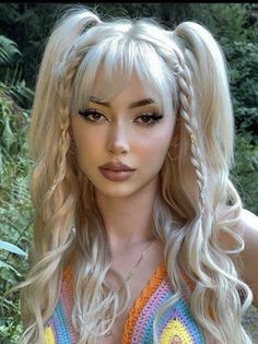 Rave Hairstyles, Rave Hair, Y2k Hairstyles, Hairdos For Curly Hair, Peinados Fáciles Para Cabello Corto, Hair Stylies, Festival Hair, Hair Stylist Life, Hair Inspo Color