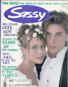 a magazine cover with a young man and woman on it's front page for sassy