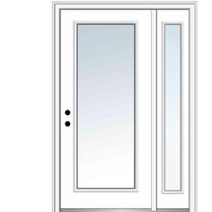 a white door with two sidelights on the front and side panels, both closed