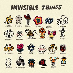 an image of some kind of stickers on a white background with the words invisible things