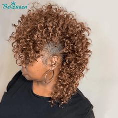 Bequeen Black And Purple Curly Mohawk Style (Not A Wig) – BeQueen Wig Hair Care Oil, Short Curly Wigs