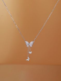 Prata Elegante Collar  Aço Inoxidável   Embellished Cheap Pretty Necklaces, Cute Shein Necklaces, Jewelry Butterfly Necklace, White Butterfly Necklace, Silver Jewelry Butterfly, Buterfluffy Jewelry, Shein Jewelry Silver, Shein Jewelry Necklace