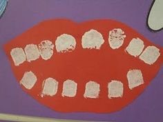 Dental Health Craft; children sponge paint the number of teeth they have Dentist Crafts, Dental Health Crafts, Sponge Paint, February Crafts