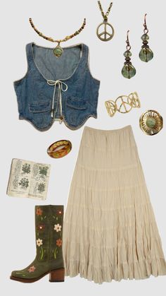 70s boho hippie outfit #outfitinspo #vintage #hippie #boho #70s 70s Fashion Style, 70s Vibes Aesthetic Outfit, Hippy Clothing Aesthetic, 1960 Hippie Fashion, 70s Fashion Skirt Outfit, 2010s Boho Fashion, 70 Outfit Ideas 70s Fashion, Old Italian Aesthetic Outfits, Led Zeppelin Aesthetic Outfit