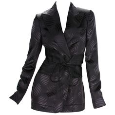 New Tom Ford for Gucci Runway Silk Kimono Jacket Blazer with Matching Obi Belt F/W 2002 Collection Designer size 40 - US 4 100% Silk, Dark Brown, 3 Front Pockets, 3 Inner Pockets, Matching Silk Obi Belt with Braided Leather Ties, Open Style, Double Vent. Measurements: Length - 29 inches, Bust - 34" and up, Sleeve - 26". Made in Italy New with tag. Listing code: 04201954580411958 Brown Kimono, Tom Ford For Gucci, Tom Ford Gucci, Gucci Runway, Silk Kimono Jacket, Carolyn Murphy, Feather Jacket, Azzedine Alaia, Mario Testino