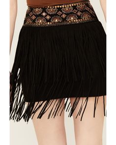 Shyanne Women's Decorated Waist Fringe Skirt , Black Stretch Party Skirt With Fringe, Stretch Fringe Skirt For Party, Stretch Skirt With Fringe For Party, Chic Elastane Skirt For Party, Spring Party Mini Skirt In Elastane, Lined Elastane Skirt For Night Out, Elastane Short Skirt For Party, Elastane Lined Skirt For Night Out, Elastane Short Skirt For Night Out