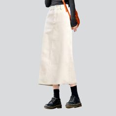 Introducing the new 2023 Spring-Summer Collection's elongated casual denim skirt, a perfect expression of casual style! Fashioned from premium quality denim, this versatile skirt features a high-waisted silhouette and a sleek slim fit for optimal comfort. With its unique stonewashed distressed pattern and zipper & button closure, this casual skirt is the ideal choice for any occasion.Why You'll Love It: Stonewashed Distressed Pattern: A truly unique design, perfect for expressing your individual Trendy Long Denim Skirt For Summer, Non-stretch High Waist Denim Skirt For Spring, Casual Long Denim Skirt, High Waist Denim Skirt For Spring, Spring Cotton Pencil Skirt With Lining, Spring Cotton Lined Pencil Skirt, High Waist Cotton Skirt In Solid Color, Casual High Waist Cotton Pencil Skirt, High Waist Solid Color Cotton Skirt