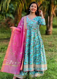 Premium Rayon Angrakha Style Palazzo Set With Gotta Patti Work Bride Things, Gotta Patti Work, Gota Patti Work, Pink Dupatta, Angrakha Style, Printed Anarkali, Gotta Patti, Printed Palazzo Pants, Palazzo Suit