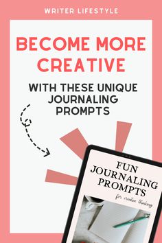 a book titled become more creative with these unique journaling prompts