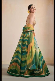 Organza Outfit, Mehendi Lehenga, Function Dresses, Mehendi Outfits, Lehenga Designs Simple, Blouse Design Images, Traditional Indian Dress