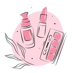 Beauty salon logo. makeup tools, cosmeti... | Premium Vector #Freepik #vector #lipstick #beauty #makeup #cosmetic Beauty Products Logo Design, Make Up Brand Logo, Makeup Logo Ideas, Cosmetics Logo Design Ideas, Logo Beauty Cosmetics, Logo For Cosmetics, Beauty Shop Logo, Make Up Drawing, Icon Makeup