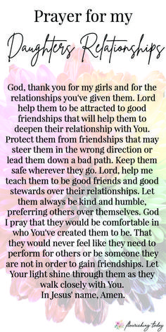 prayer for my daughter's relationships