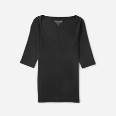 Women’s Pima Micro Rib Scoop-Neck | Everlane Relaxed Fit Ribbed Scoop Neck Top, Ribbed Scoop Neck Top With Relaxed Fit, Basic Seamless Tops With Scoop Back, Seamless Cotton Tops With Scoop Back, Fitted Scoop Neck T-shirt For Layering, Solid Color Scoop Neck T-shirt With Minimal Stretch, Solid Color Scoop Neck Top With Minimal Stretch, Solid Scoop Neck Top With Minimal Stretch, Everyday Solid Seamless T-shirt