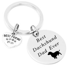 PRICES MAY VARY. ❤Dachshund Dog Gifts❤- Engraved "Best Dachshund dad Ever". Great gift for dog Dad, grandma, friend, who has Dachshund fur babies or Dachshund family. ❤Premium Material❤- Made of high quality 316L stainless steel, it doesn’t rust, change color or tarnish. We use double-circle rings to connect the key chain and charms so that they will never fall off or break. YES NEVER. ❤Kivosliviz Jewelry 100% Risk-Free Satisfaction Guarantee❤- We are confident with our products quality while st Circle Rings, Dachshund Jewelry, Pet Keychain, Dog Charm, Dachshund Gifts, Dachshund Lovers, Dog Charms, Circle Ring, Charm Keychain