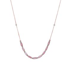 Embrace the beauty and elegance of femininity with the Rosalind Mystique chain, the Pink Mother of Pearls strung on a glimmering rose gold chain. Adorn your neck with simplicity as you dress for a casual evening out or on a date around town. Feminine Rose Gold Necklace With Adjustable Chain, Elegant Pink Chain Necklace With Delicate Chain, Elegant Pink Clavicle Chain Necklace, Pink Elegant Collar Necklace, Elegant Pink Collar Necklace, Elegant Pink Jewelry With Cable Chain, Elegant Rose Gold Cable Chain Necklaces, Elegant Rose Gold Necklace With Cable Chain, Elegant Pink Cable Chain Jewelry