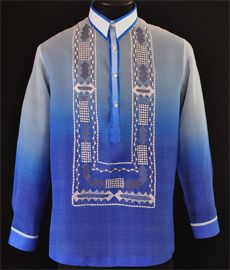 Barongsrus-Monochromatic Navy Blue Barong Tagalog #3139 Filipiniana Traditional, Barong For Groom, Western Suits