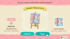 a screen shot of the game sweet macarons, which features an easel