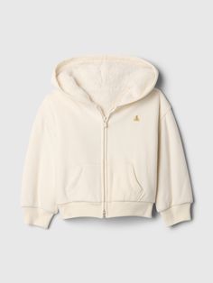 Soft cotton-blend, cozy-lined full-zip hoodie.  Hooded neckline.  Long sleeves with banded cuffs.  Zipper front.  Kanga pocket.  Embroidered Brannan Bear at chest.  Sherpa lining.  This product was made in a factory that runs the Gap Inc.  P. A. C. E.  Personal Advancement & Career Enhancement) program.  P. A. C. E.  is our educational program that helps the women who make our clothes build the skills, knowledge, confidence & resilience needed to advance in work & life.  Learn more here.  Straig Hoodie Gap, Arch Logo, Vintage Soft, Baby Gap, Work Life, Toddler Gifts, The Gap, Full Zip Hoodie, Front Zipper