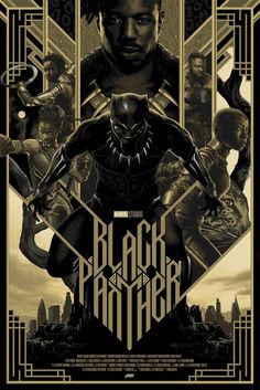 the poster for black panther, starring actors from different films and tv shows in one frame