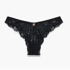 Brand New With Tags Savage X Fenty Brand Lacie-Lace Brazillian Panty Caviar Black-Color Gold Hardware Size-Small Elegant Black Bottoms With Delicate Lace, Black String Bottoms With Lace Trim, Savage X Fenty Sets Black, Fenty X Savage Runway, Savage X Fenty Loungewear, Savage X Fenty Sport, Rihanna For Savage X Fenty, Savage X Fenty, Lace Thong