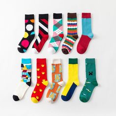 Gender: Men/ Women Item Type: Funny Happy Socks Item Length: Size About 36-44 Material: Nylon, Polyester, Cotton Pattern Type: Geometric/Dots/Stripes/Oblique FREE SHIPPING! Please be aware that the delivery time can take up to 28 days, since we don't charge any shipping fees for the benefit of the customer. Thank you for your understanding! Multicolor Stretch Cotton Socks, Retro Multicolor Cotton Socks, Multicolor Retro Winter Socks, Colorful Casual Winter Socks, Casual Colorful Winter Socks, Fitted Multicolor Summer Socks, Couple Socks, Sock Designs, British Style Men