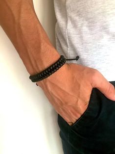 Men's Bracelets Black Macrame Bracelet Rope Bracelet | Etsy Bracelet Rope, Mens Bracelet Black, Bracelets Black, Minimal Bracelet, Black Macrame, Wrist Accessories, Black Beaded Bracelets, Men's Bracelets, Hand Bracelet